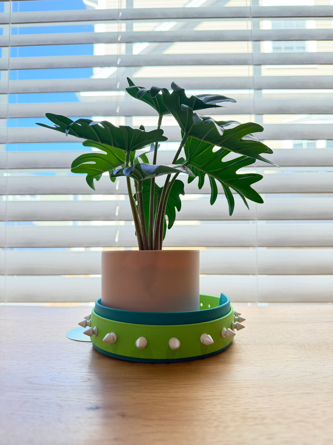 2-Layer Spike Dog Collar – Turquoise & Green (Adjustable 15.5–21")